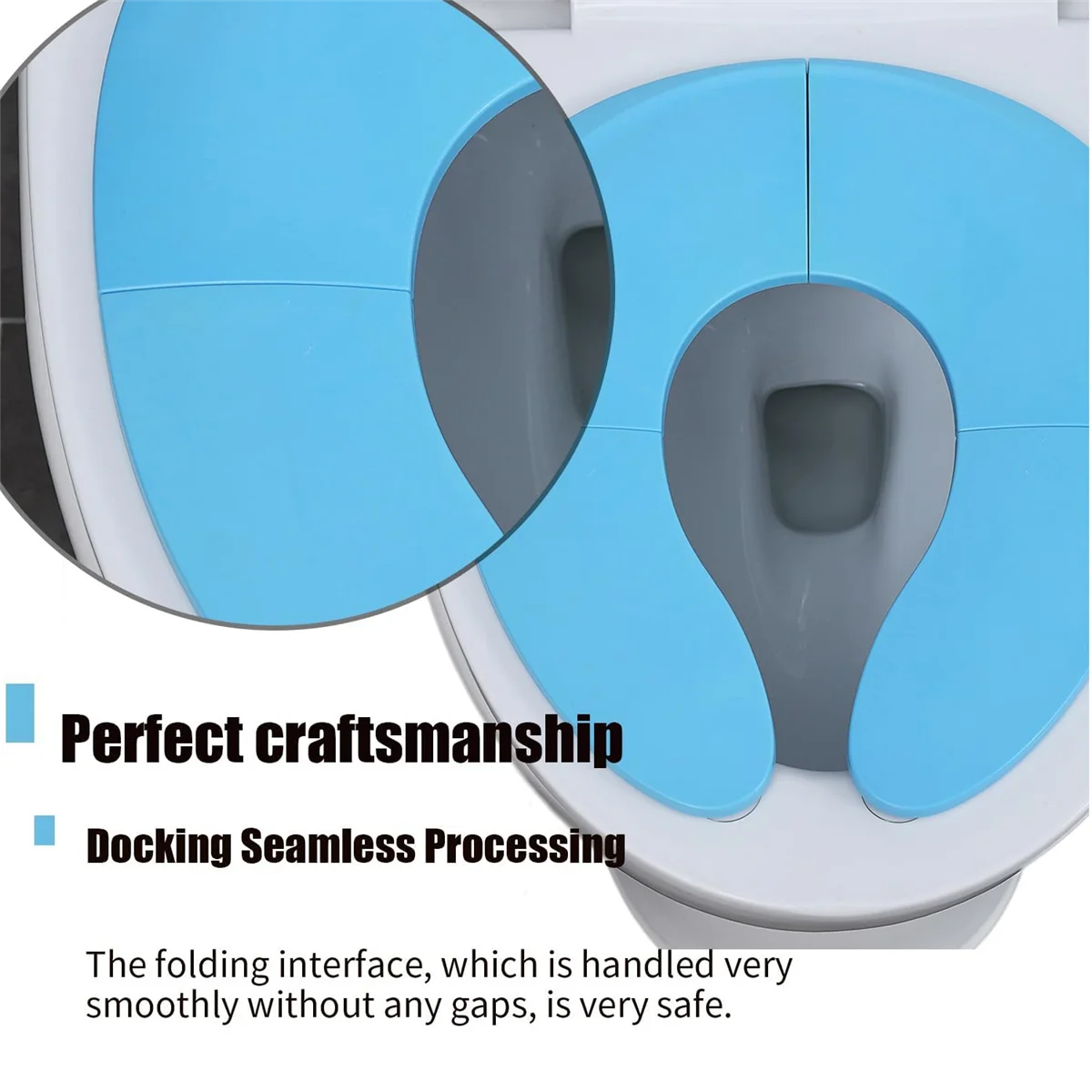 Folding Travel Toilet Seat for Toddlers - Portable & Secure Potty Training Seat, Non-Slip Suction Cups Blue