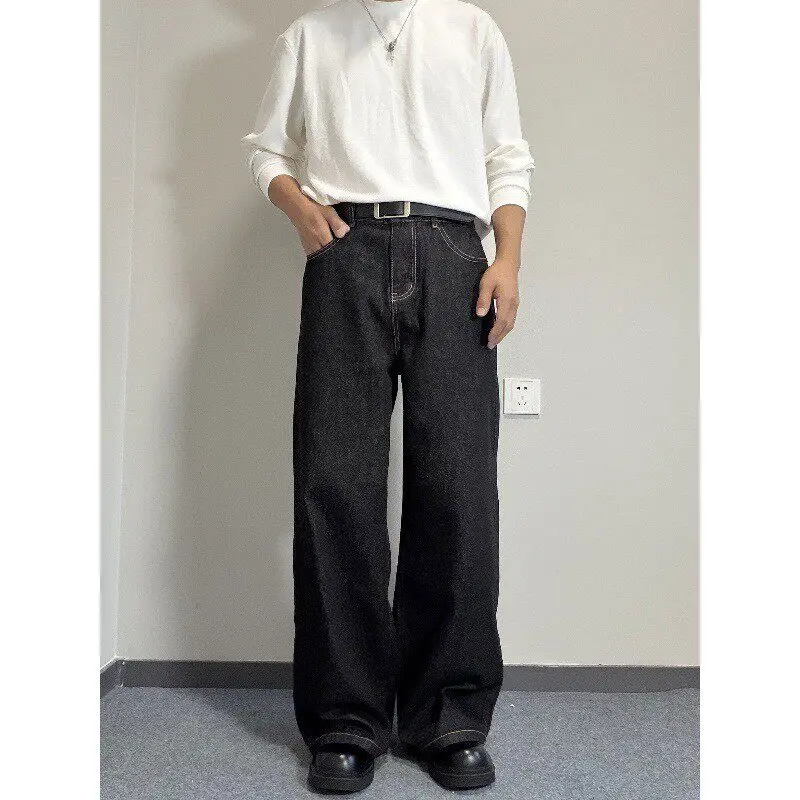 

Original Color Men's Jeans Straight Leg A-Line Wide Leg Pants Loose Commuter Pants Trendy American Style Spring Autumn New Ar...