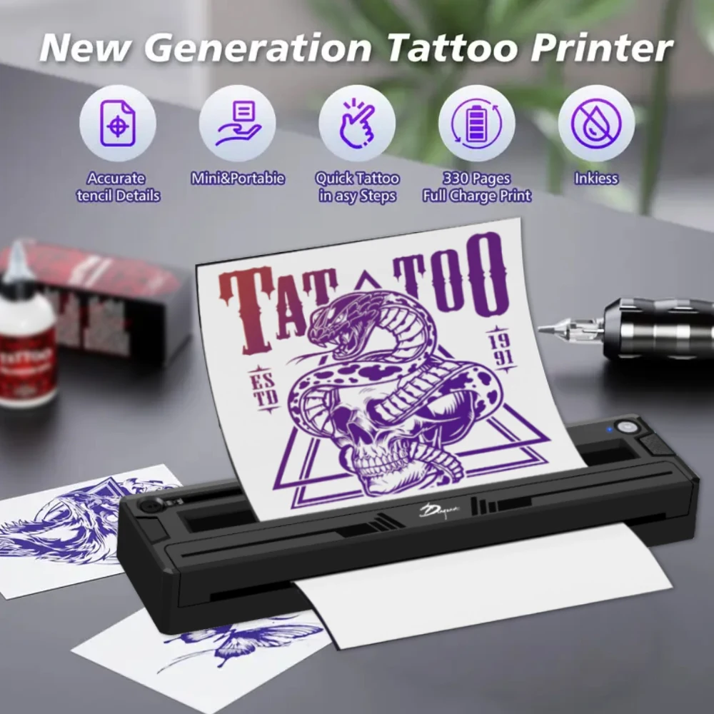 

Wireless Tattoo Transfer Stencil Printer, Easy to Use, Mini Portable Very, Fast Printing Speed for Tattoo Thermal Copier Machine