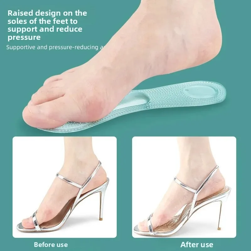 1 Pair Transparent Silicone Arch Support Insoles for Women High Heels Flat Foot Orthopedic Massage Shoe Inserts