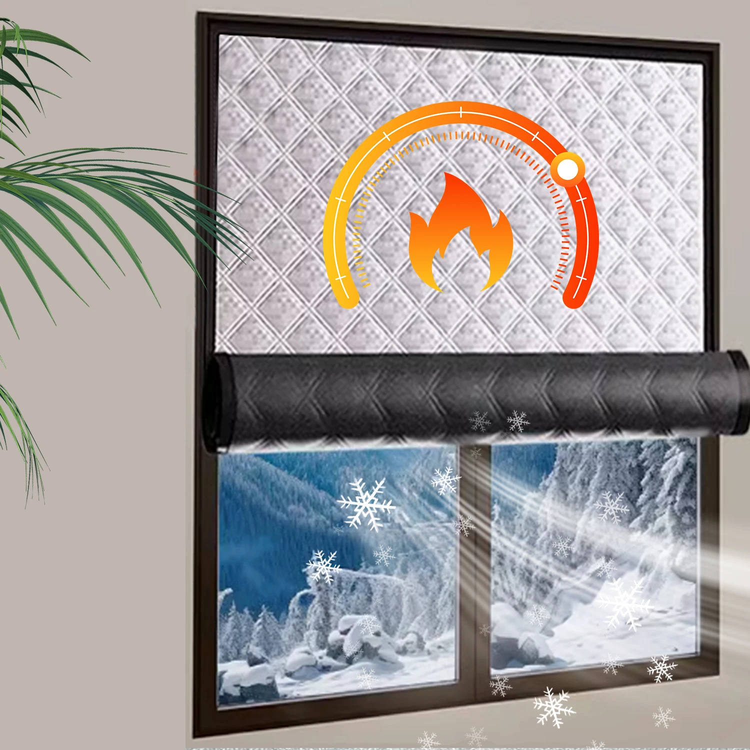 Winter Warm Curtains, One-Piece Windproof and Cold Proof Curtains, Non Perforated Heat-Insulating and Cooling Curtains,
