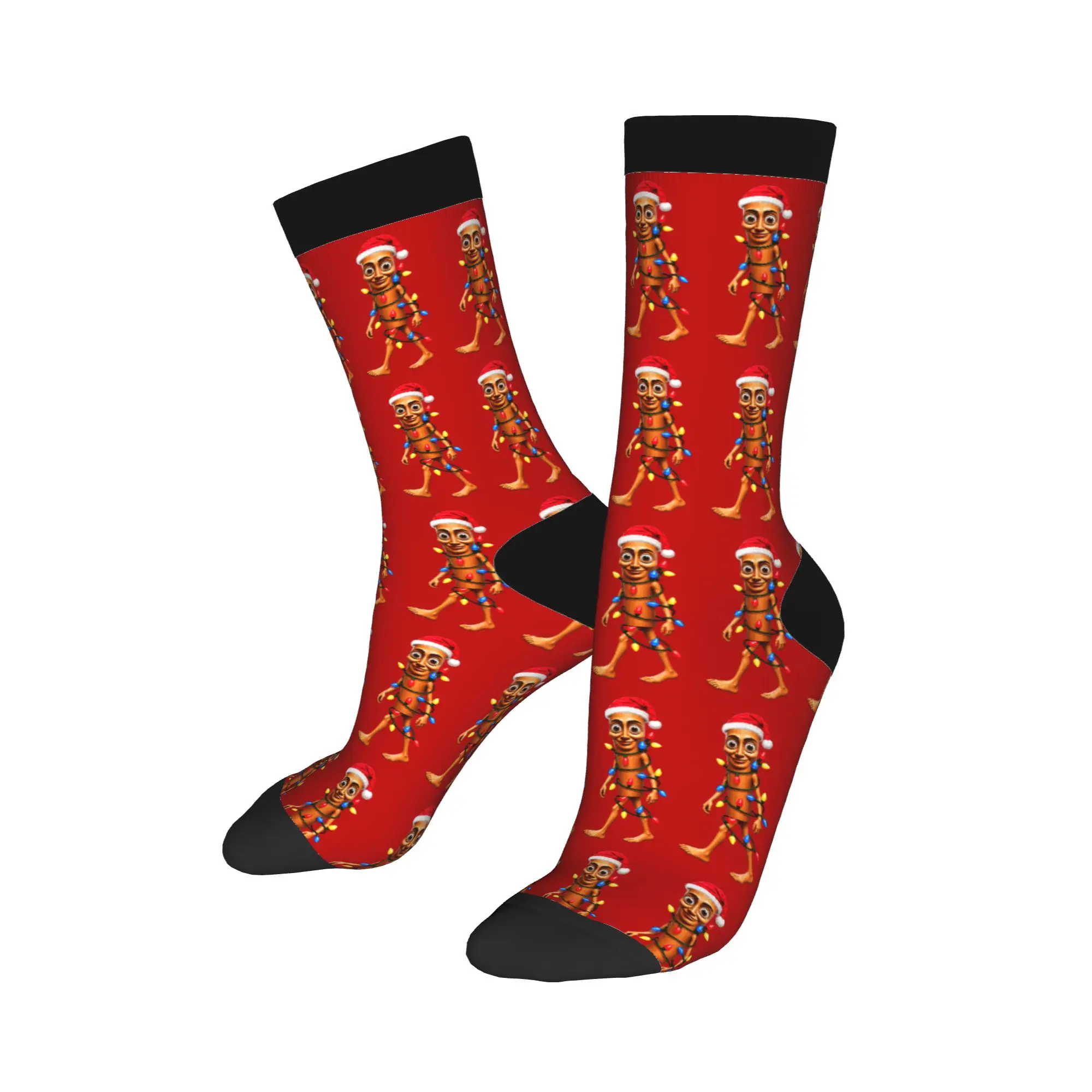Autumn Winter Cool Women Men Tung Tung Sahur Santa Christmas Tree Lights Socks  Breathable Middle Tube Socks