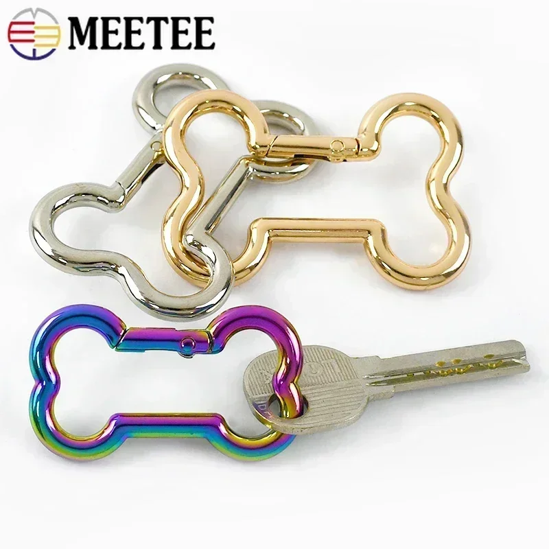 5/10/20Pcs Meetee 20-38mm Spring Ring Metal Buckles Bone Egg-shaped Snap Rings Hook Keyring Dog Collar Connect Chain Carabiner