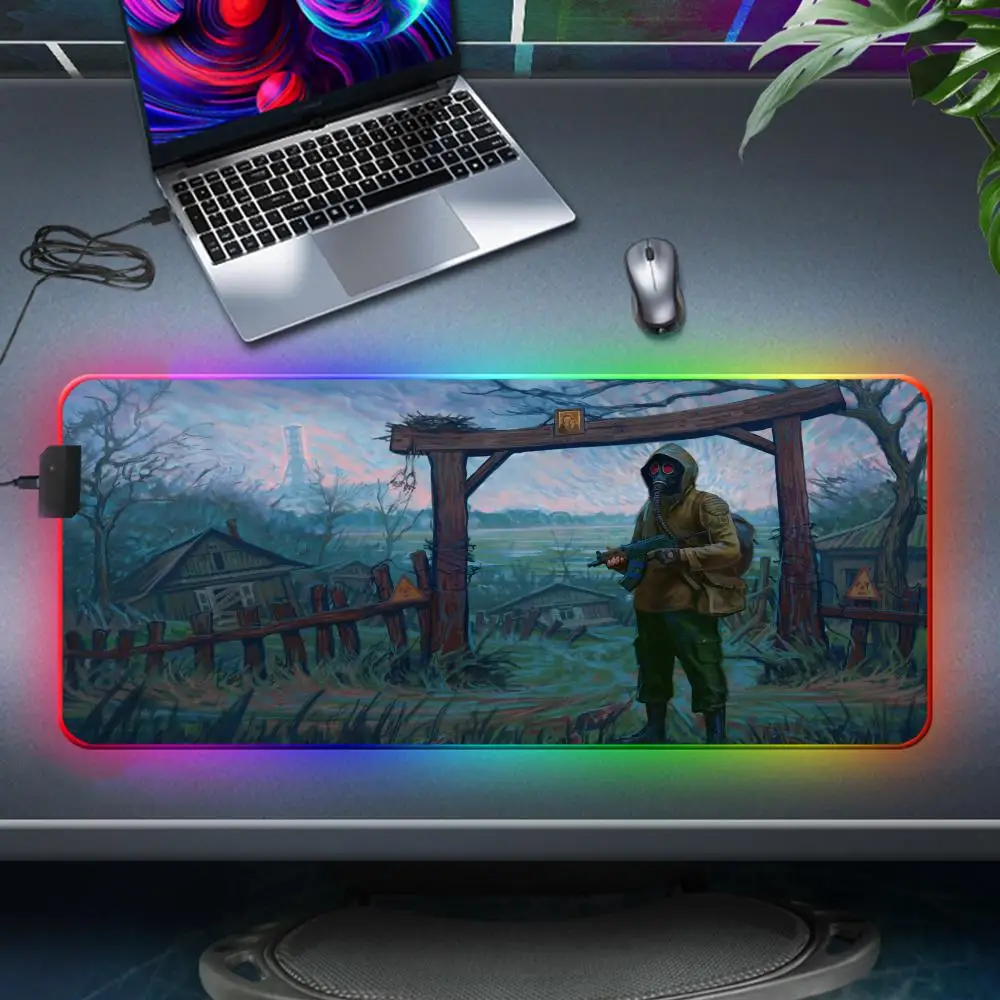 Stalker 2 Anti-slip Expansion pad Mouse Pad Escritorio Accesorios RGB xxx Characters Related to Mouse Pad LED Large Mousepad