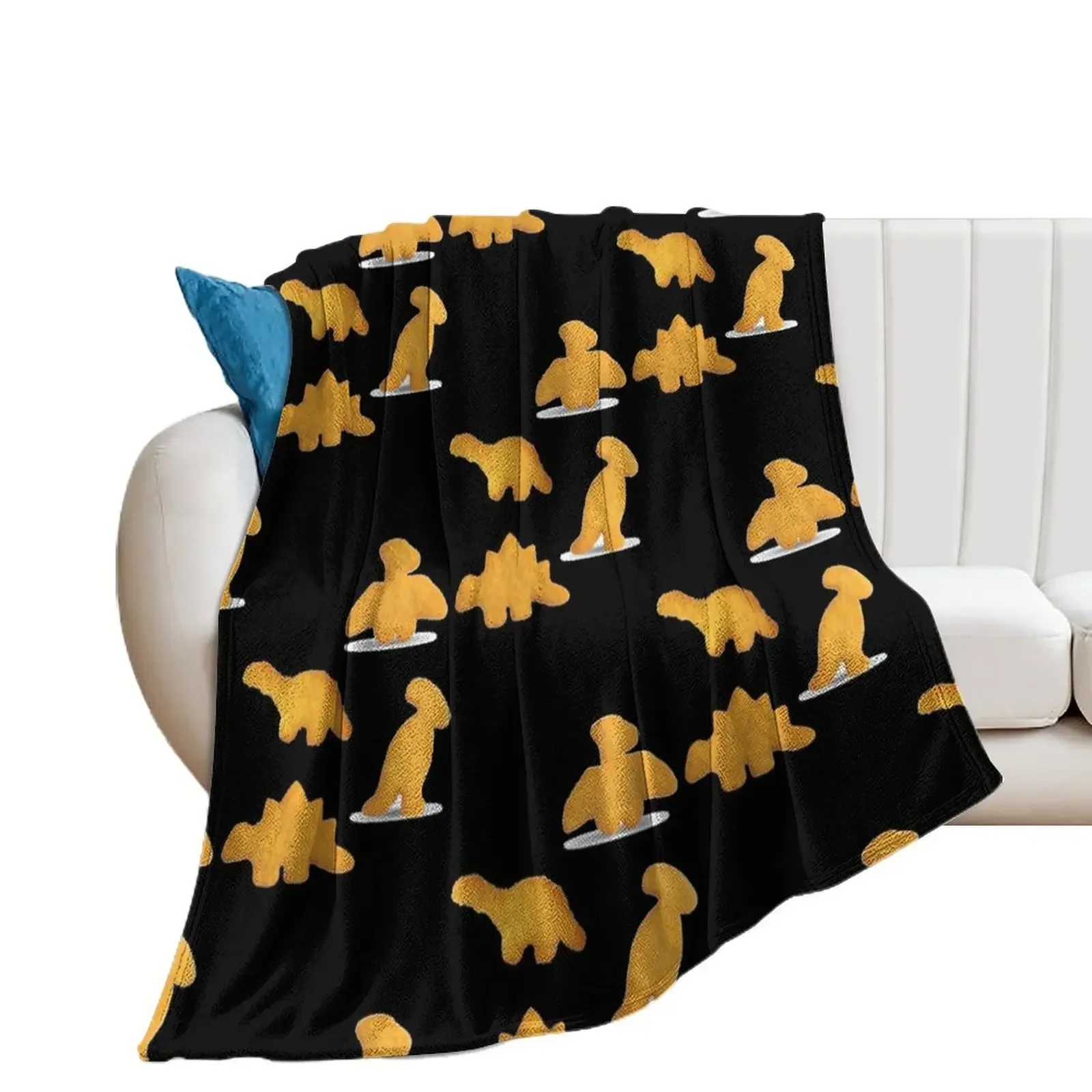 

dino chicken nuggets Throw Blanket Heavy Flannel Fabric Blankets