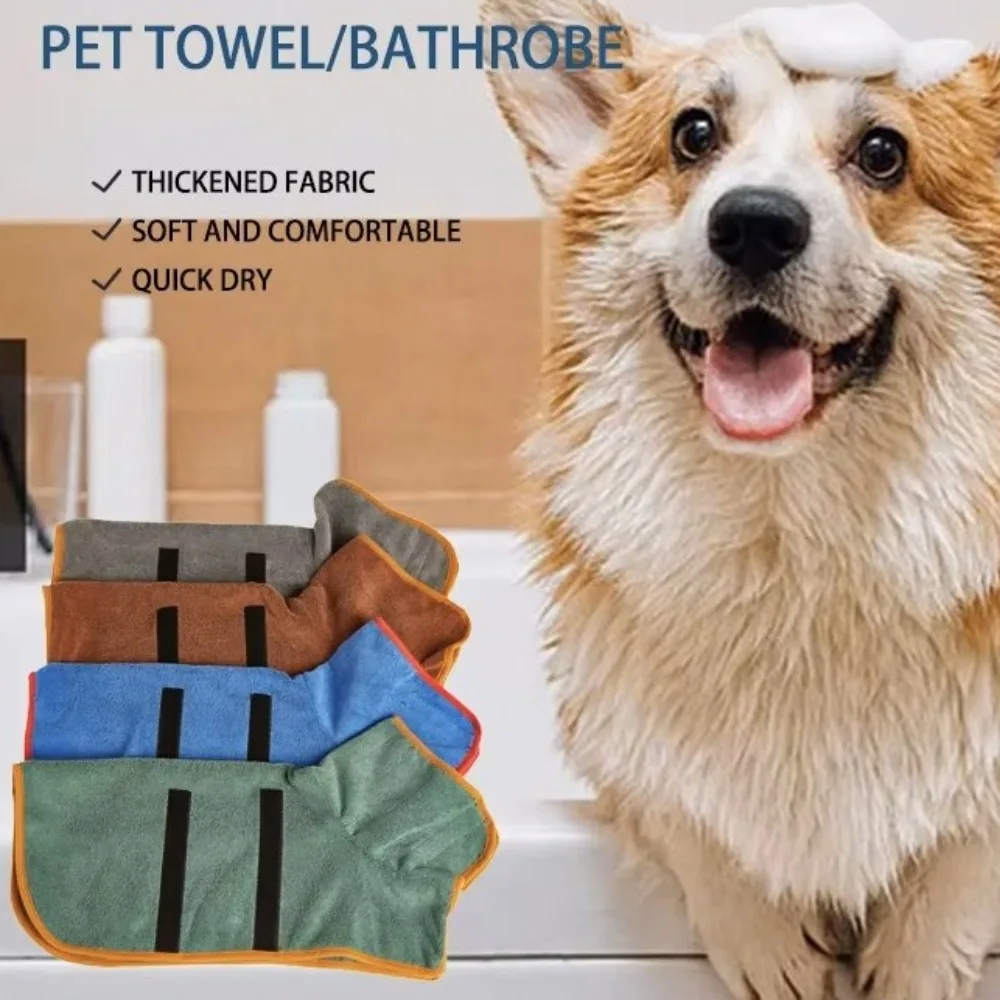 Useful Super Absorbent Dog Bathrobe Soft Wash Towel Pet Bath Robe Multifunctional Outdoor Indoor Pet Sleepwear Coat