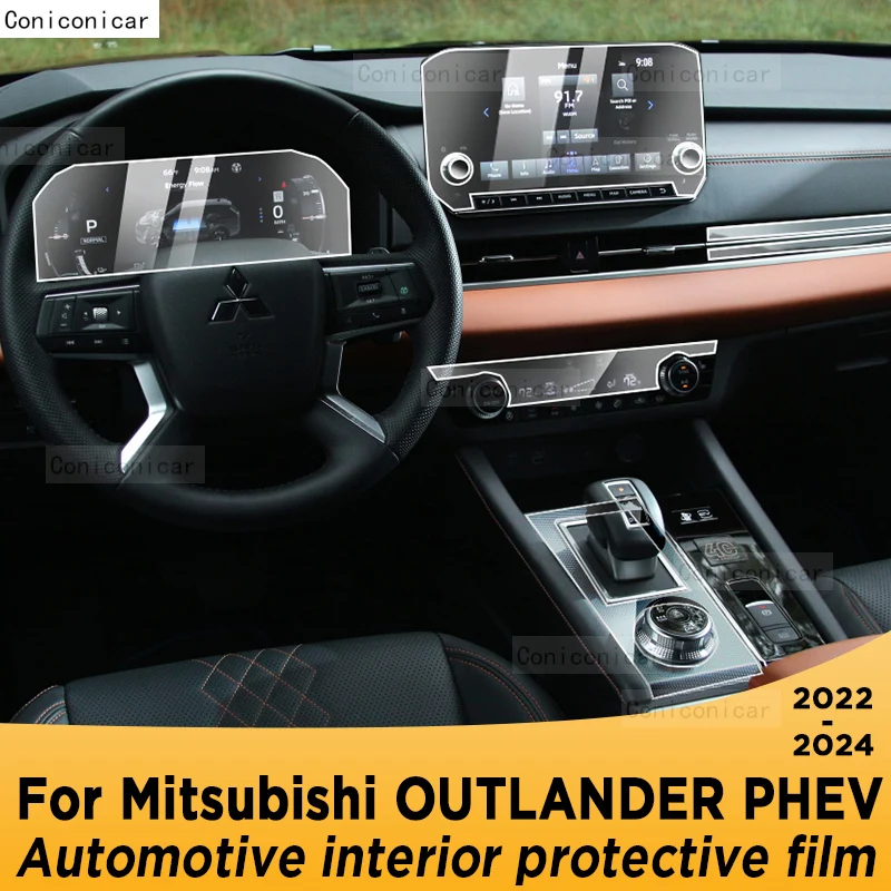 

For MITSUBISHI OUTLANDER PHEV 2022-2024 Gearbox Panel Navigation Screen Automotive Interior TPU Protective Film Anti-Scratch