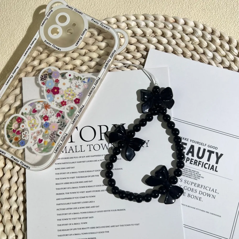 

Cute Sweet Bowknot Phone Lanyard Y2k Harajuku Style Bowknot Phone Chain Creative Pendant Bow Beaded Phone Strap Key Accessories