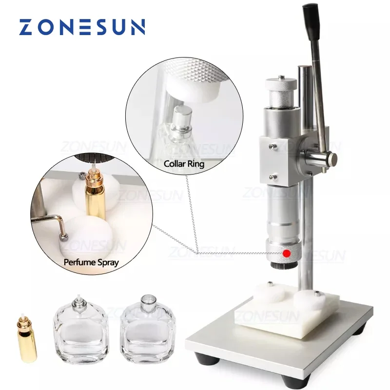 ZONESUN-máquina de prensado Manual, prensadora de Perfume, taponadora de tapa de Collar de Metal, ZS-TYG2 de sellos