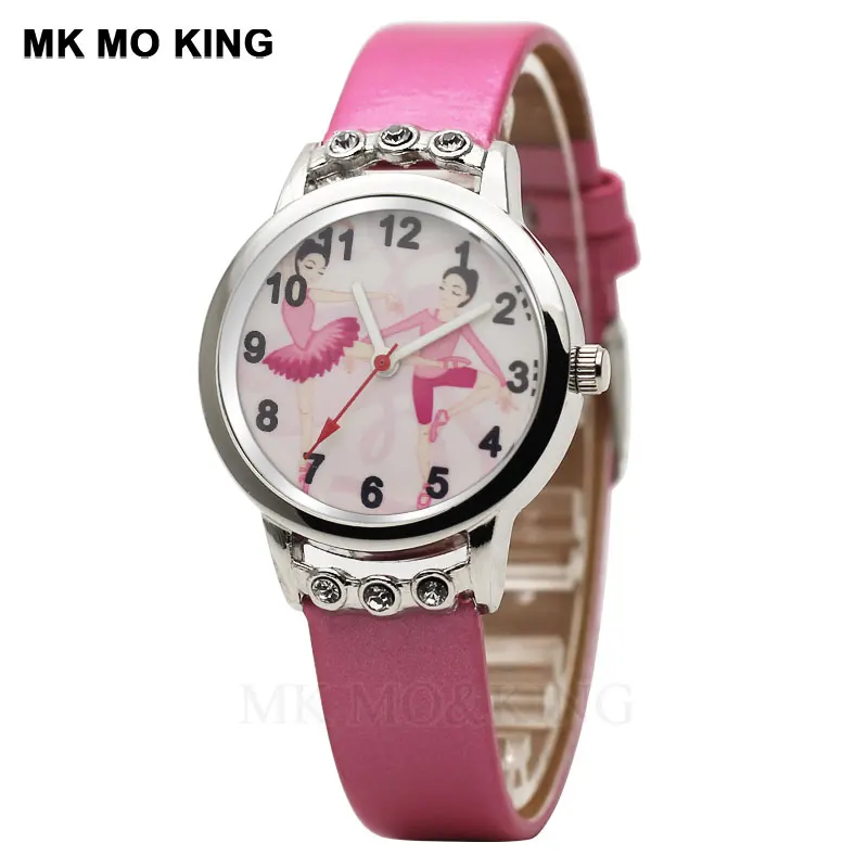 تصميم فريد لطيف الوردي للأطفال ساعة الكرتون الرقص فتاة صغيرة كوارتز ساعة طفل الأطفال الصبي الترفيه ساعة رياضية