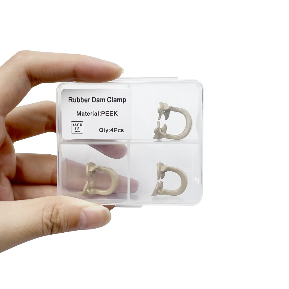 4Pcs/Box 134°C Dental Rubber Dam Clamps Barrier Clip Resin Material Dental Lab Dentist Tools Dentistry Supplies Small and Large