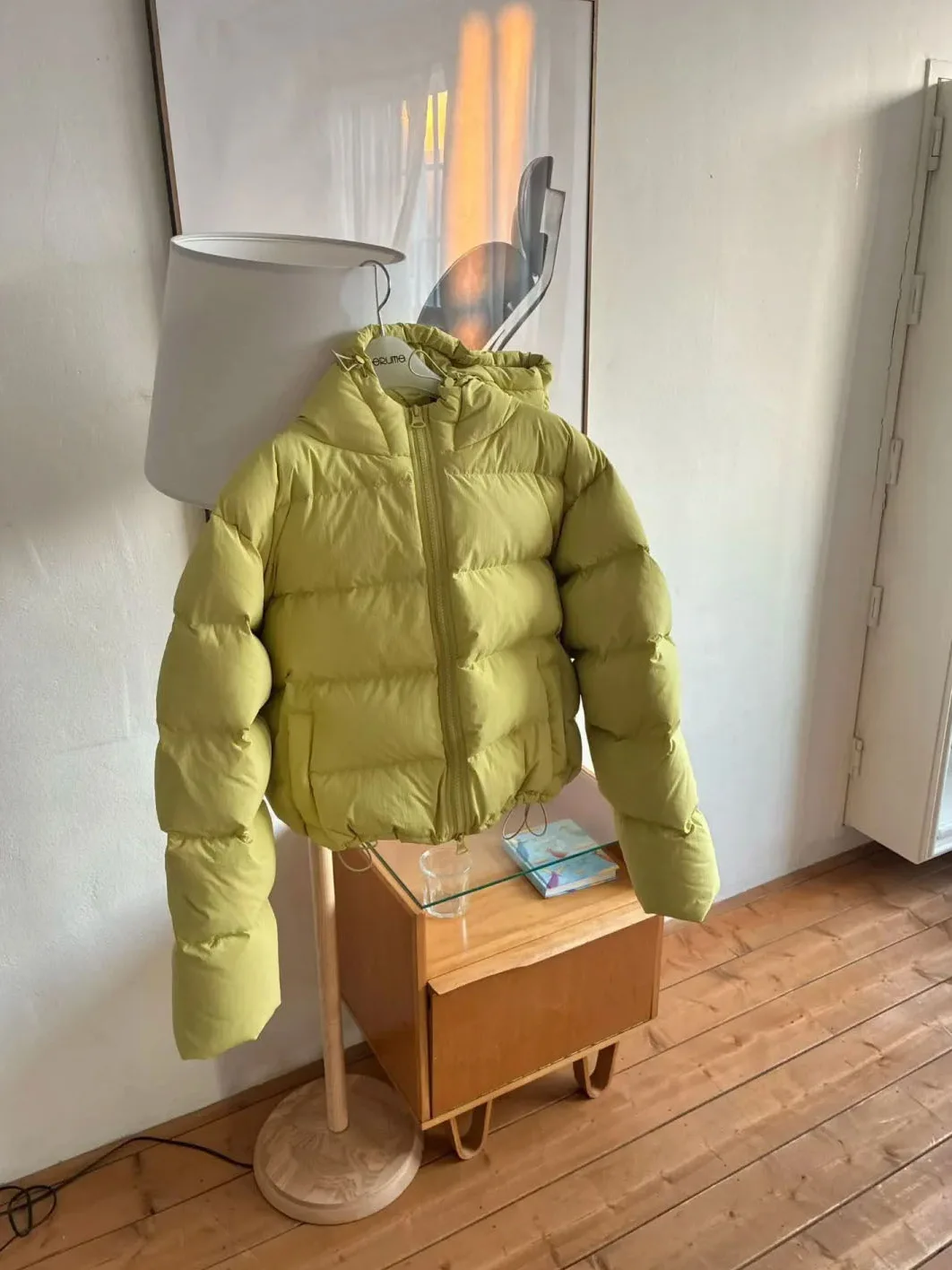 

Warm ort Puffer Jaet Women's Loose Bread Sle Coat with Hood Bright Outerwear Commute Sle Du down Filling