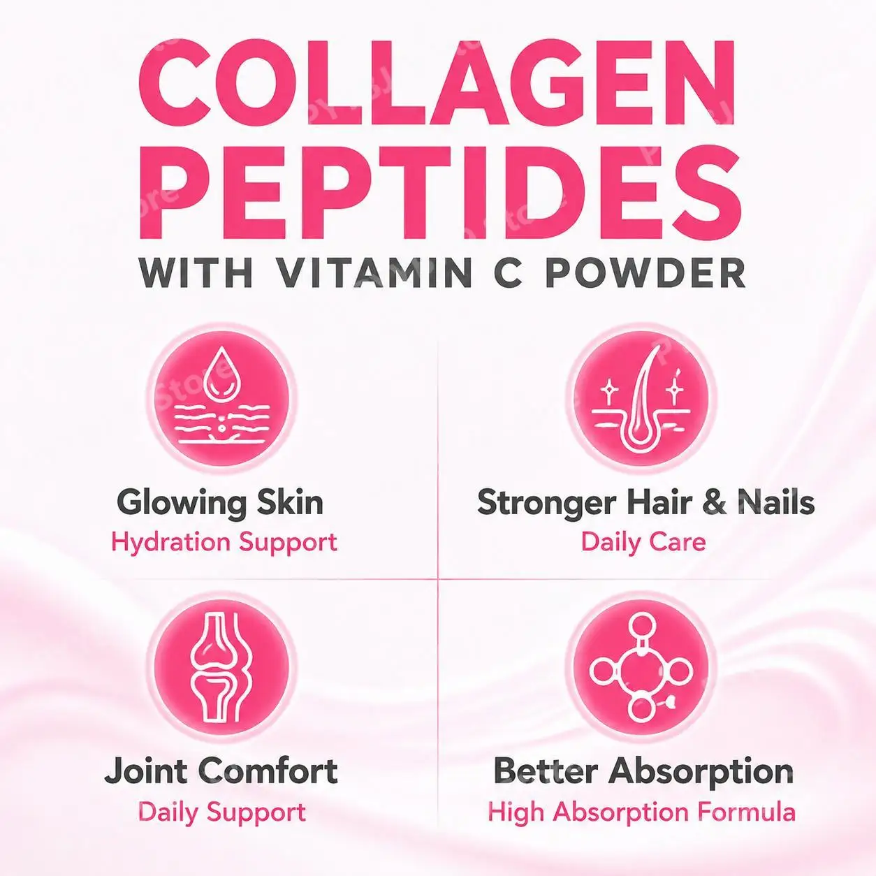 BushAid Collagen Peptides Powder with Vitamin C and Hyaluronic Acid, Enhanced Absorption, Skin Hydration & Hair Support, 200g
