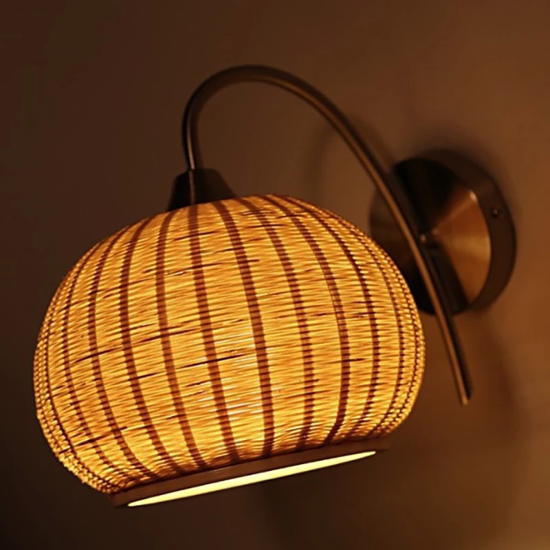 

ZK50 Modern Bamboo Decorative Wall Lamp Bamboo Woven Bedside Aisle Lighting Background Wall Atmosphere Lamp E27