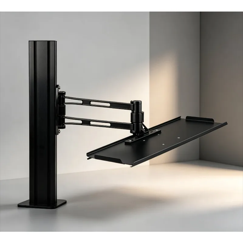 Aluminum Racing Simulator Accessory, Wall Mount Telescopic Adjustable Handle, Rotating Keyboard & Mouse Tray, 60*22CM
