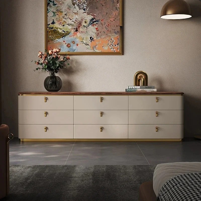 

Итальянский минималистичный шкаф для телевизора, спальня, светлый сундук из орехового дерева, простой высококачественный напольный шкафчик из массива дерева