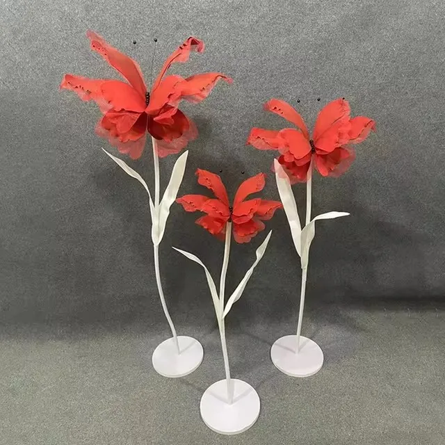 3 Stück Künstliche Schmetterlings-Gazeblumen für Hochzeiten im Freien, Dekoration für Zuhause, Events, Partys und Fenstergestaltung – Detail 4