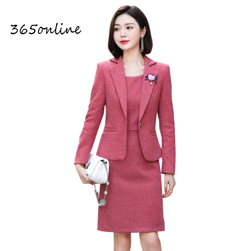 Formal Uniform Designs Blazers Set for Women Business Work Wear Suits with Dress and Jackets Coat Ladies OL Styles Oversize