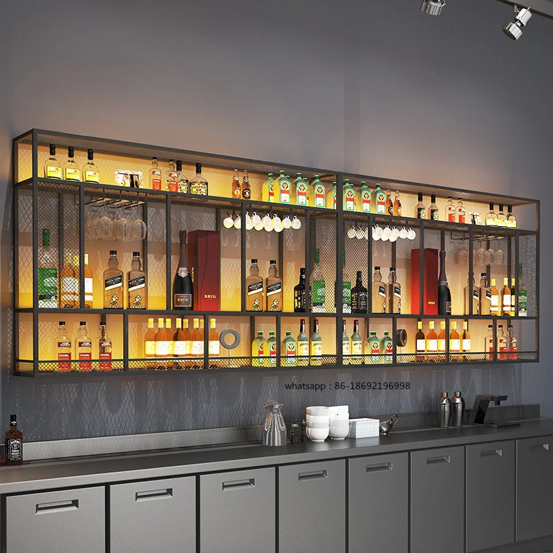 Ergonomic Accesories Bar Counter Iron Decorative Display Lighted Modern Shelves Living Room Placards Ouverts Bar Furniture