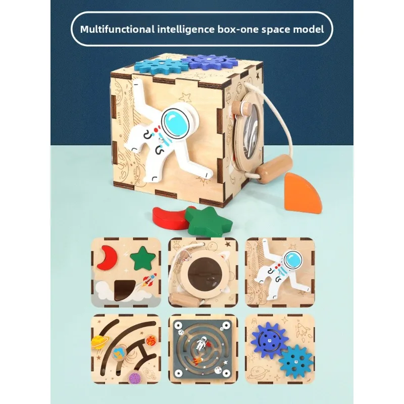 Wooden Children's Six-in-one Multi-functional Shape Pairing Insect Intelligence Box Early Education Concentration Training  Toy