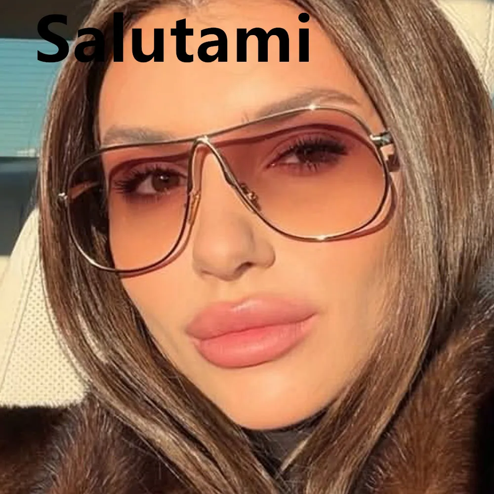 Vintage Übergroße Farbverlauf-Sonnenbrille aus Legierung für Damen Neue Modische Rosa Elegante Sonnenbrillen Retro Sexy Shades Outdoor UV400