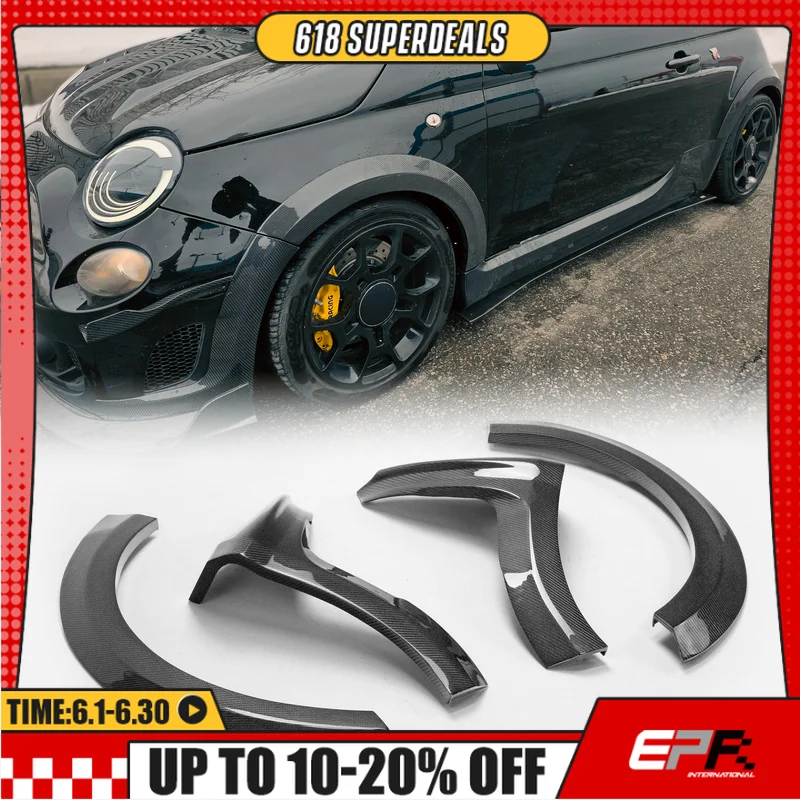 

For Fiat 500 S3 Wide Body Front Wheel Flares (EPA Type, 4pcs), Car Exterior Fender Mod Flares, Modification Accessory