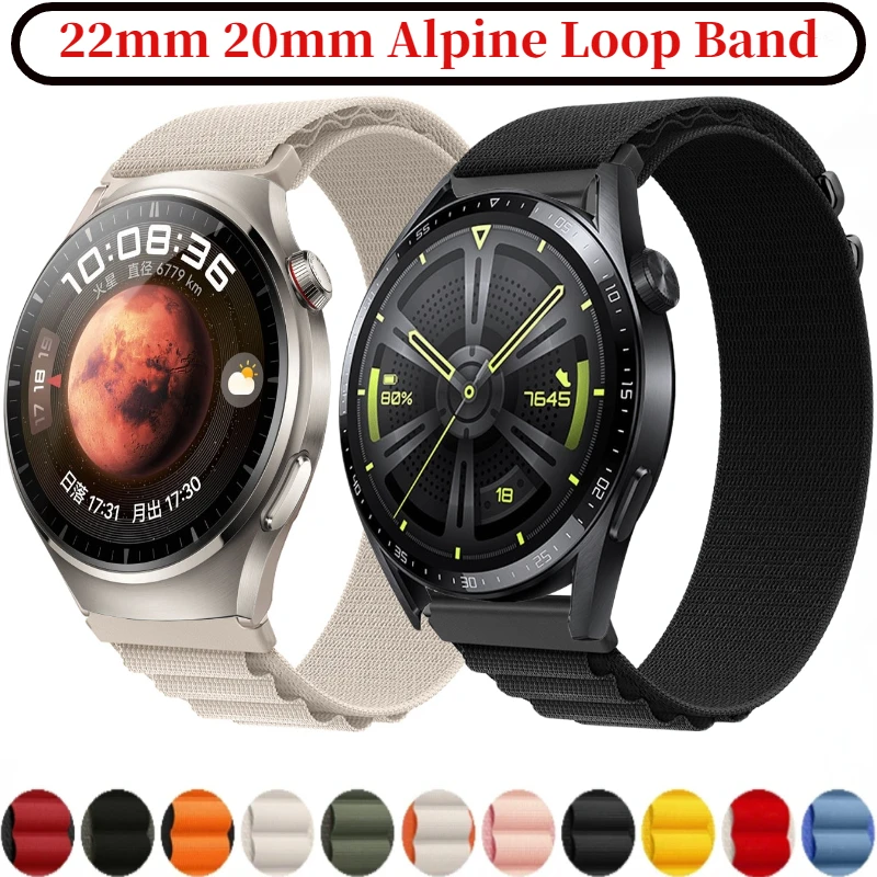 20mm 22mm Nylon Alpine Loop Strap For Huawei Watch 4/3/GT4-3 Pro Samsung Watch 6 5 4 Classic Bracelet Wristband Amazfit GTR Band