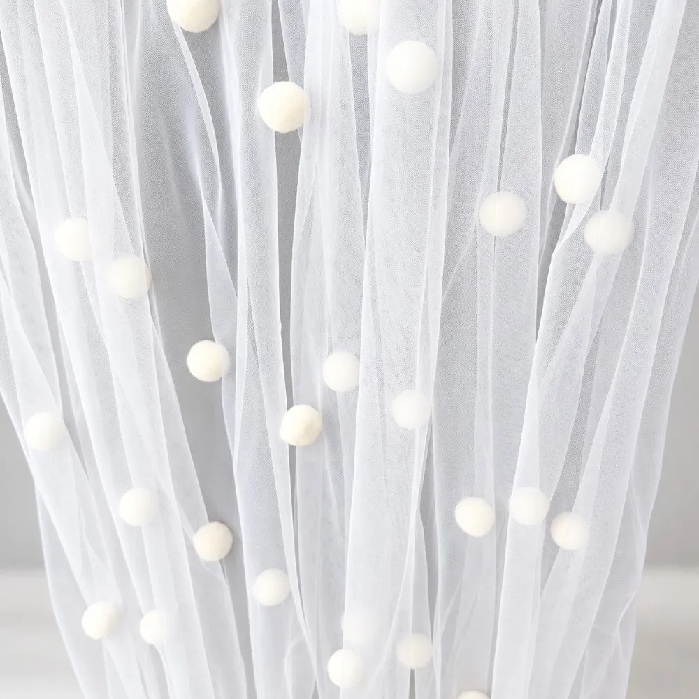 Decorative DIY Table Flag Desktop Decoration Home Decor Tulle Table Runner Multi-purpose 3D Pom-Poms Tablecloth Party
