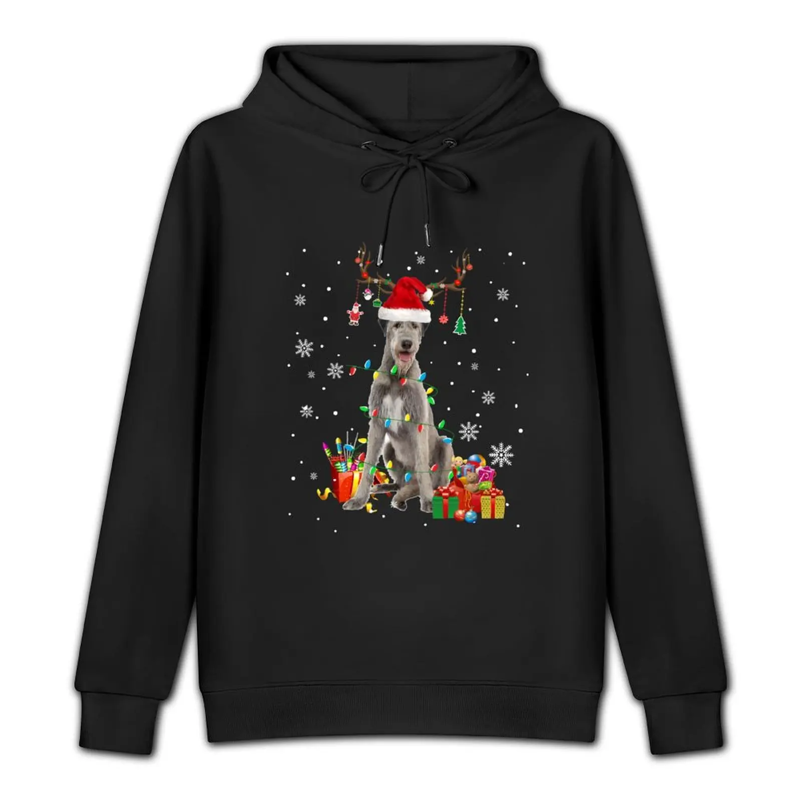 Irish Wolfhound Reindeer Christmas Lights Xmas Santa Irish Wolfhound Dog Lover Pullover Hoodie fashion men men's oversize hoodie