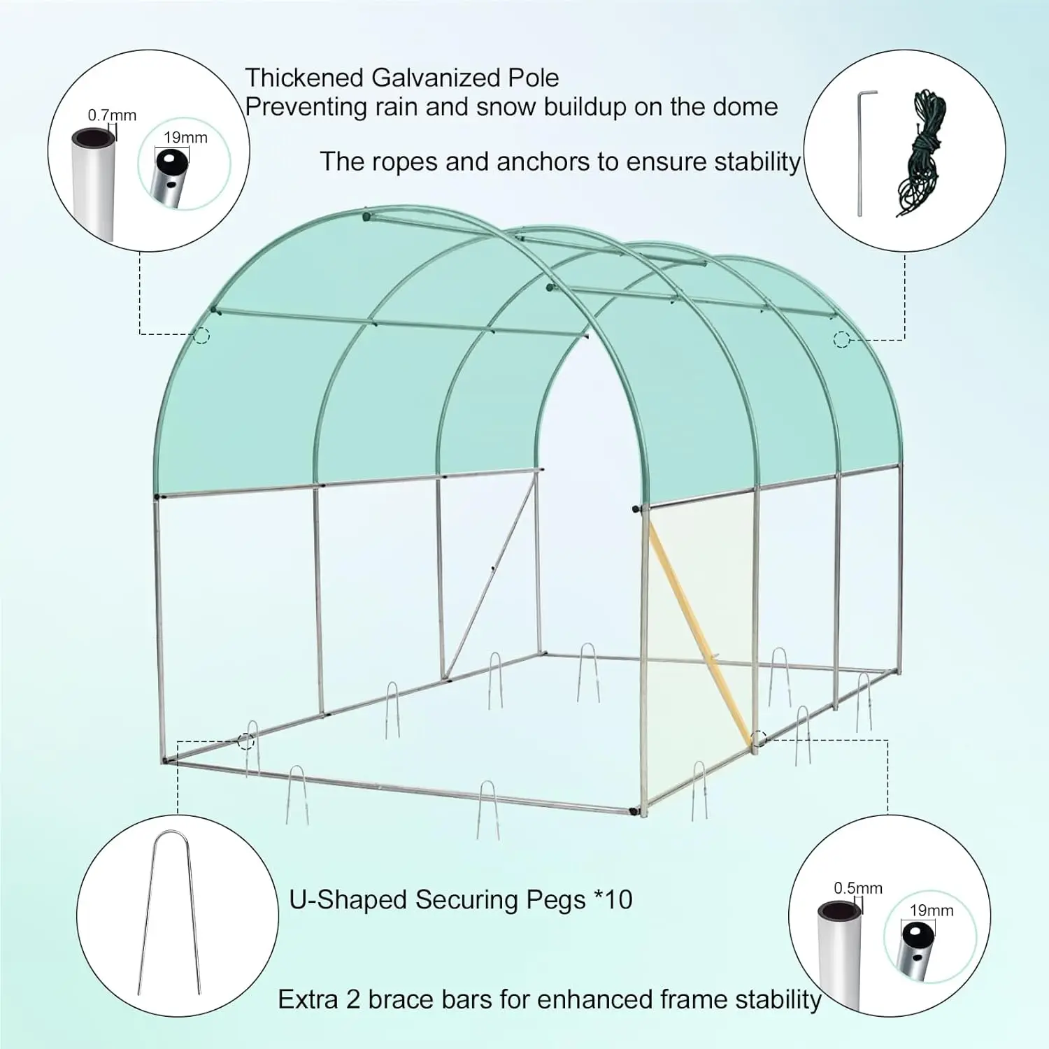 Imagem -04 - Estufa com Sistema de Rega Túnel Walk-in Heavy Duty Portátil Green House Proteger Plantas Plantas de Jardinagem 20x10 x 10 x 7