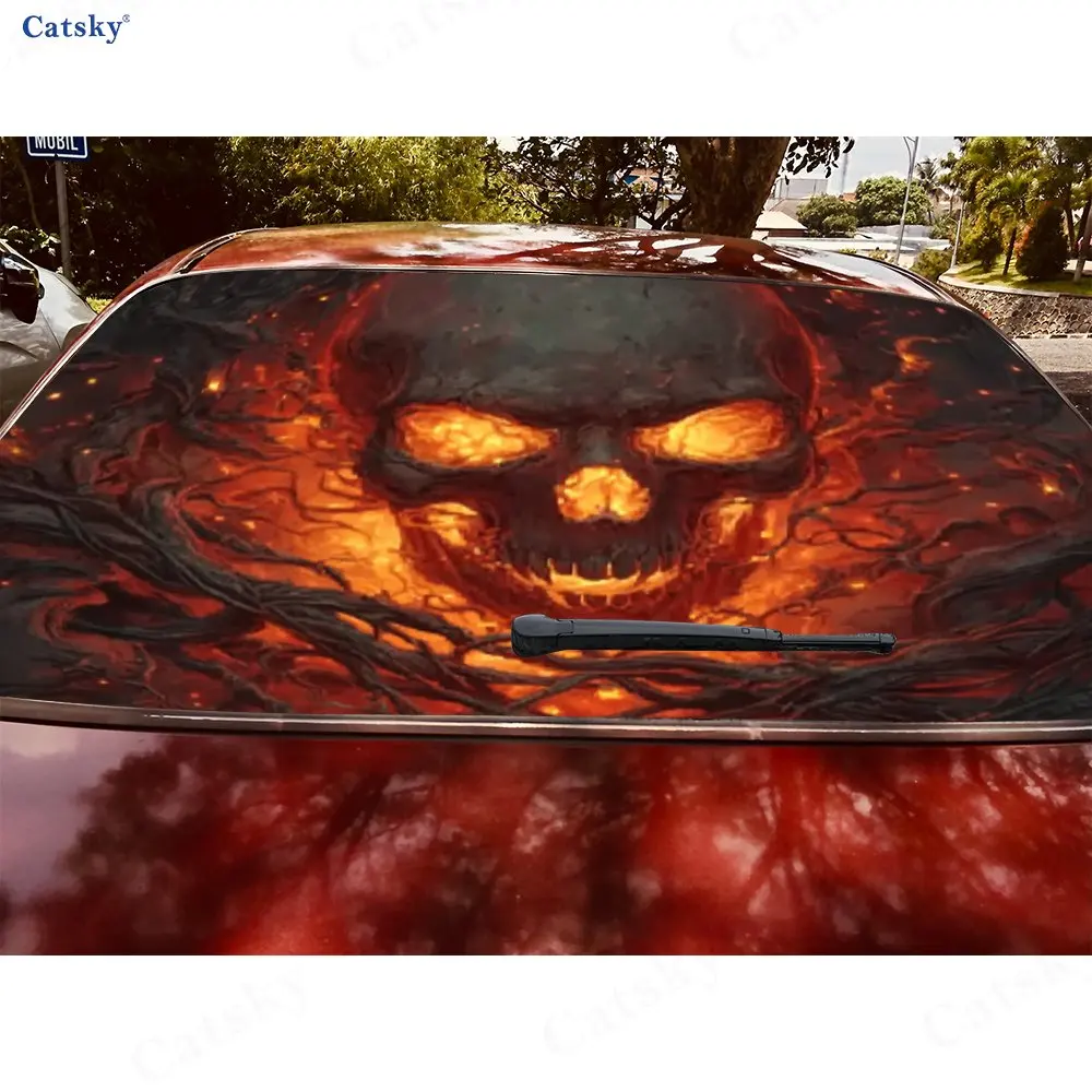 ملصق نافذة السيارة الخلفي المقاوم للماء من مادة PVC ذاتية اللصق من Blazing Skeleton Spirit، سهل اللصق دون السقوط، waterp #5