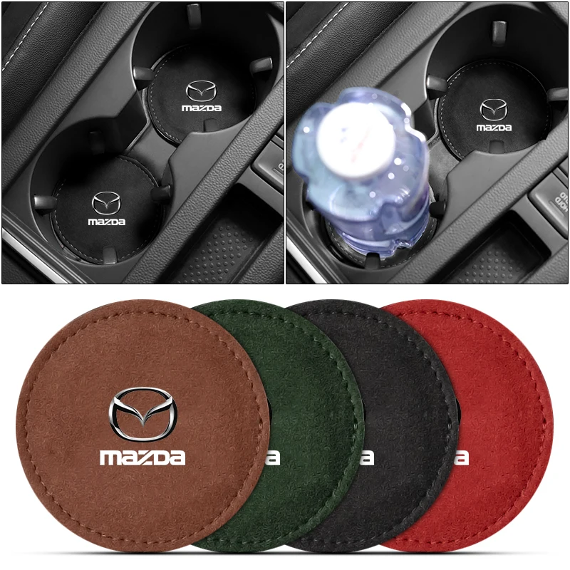 Car Cup Holder Pad PU Leather Slot Non-slip Coaster Mat Car Accessories For Mazda CX5 CX30 CX3 CX7 2 3 bk 6 gg gj 3 6 2 MS SPEED