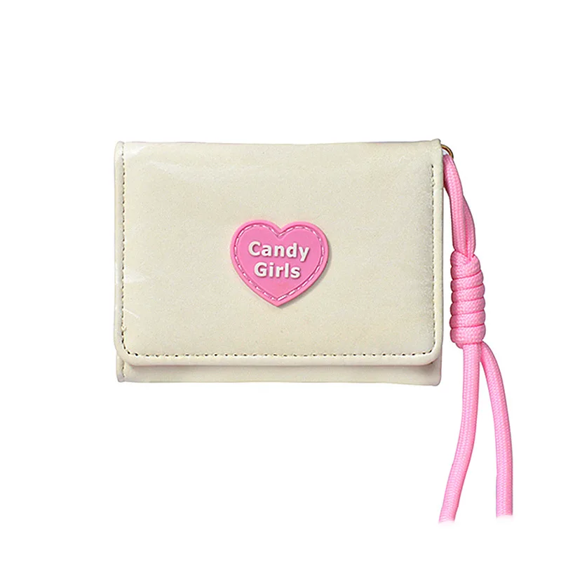 

Ins Korean Women's Wallet Fold Sweet Heart Short Wallet PU Leather Multi-Cards Holder Student Purse Card Bag