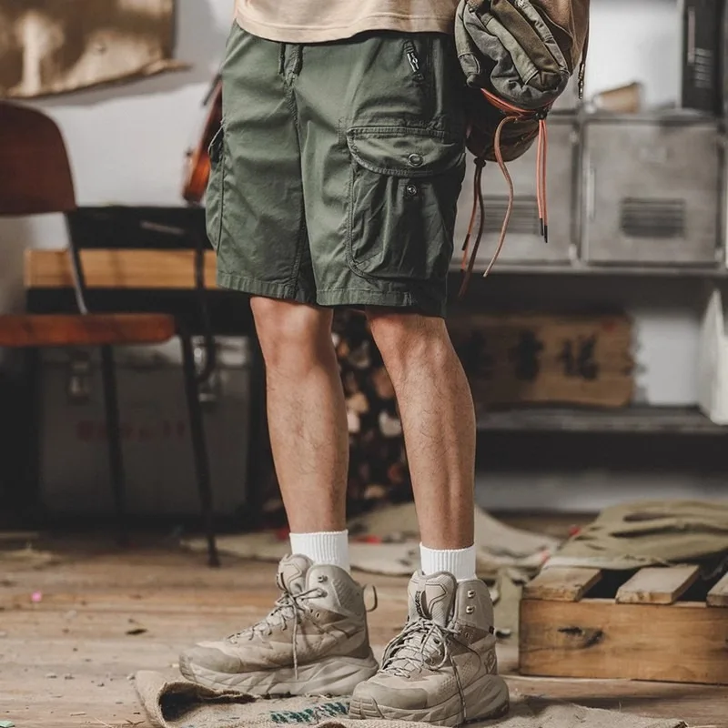 

2026 American Retro Mountain Style Men Elastic Work Shorts Large Pocket Functional Loose Five Point Outdoor Casual Sports Daily