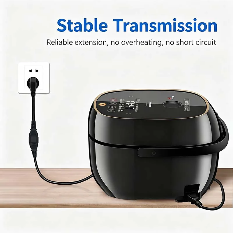 2PCS C14 to C13 Power Extension Cord 3×0.75mm² Pure Copper IEC320 Male‑Female Cable For Rice Cooker Printer
