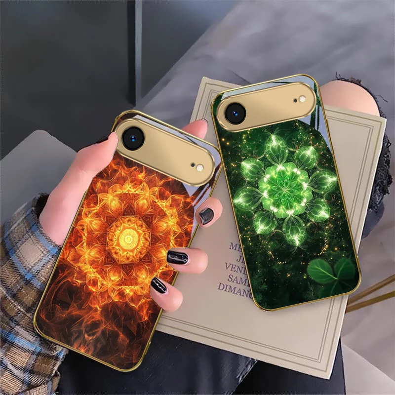 

Blooming golden mandala For IPhone 17Pro Max 16 17 Pro 15 Pro 14 13 Plus 12 Mini 11Pro Max XR 16E 17Air Golden glass phone case