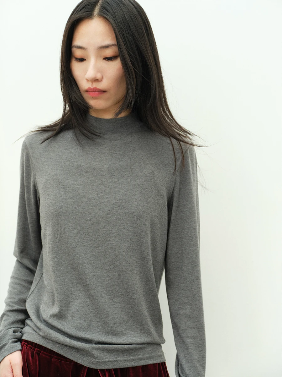 

Silk Camere f High Ne Knitted Basic Bot irt Women's Soft Loose Fit Casual Sle Long Sve round Ne Top