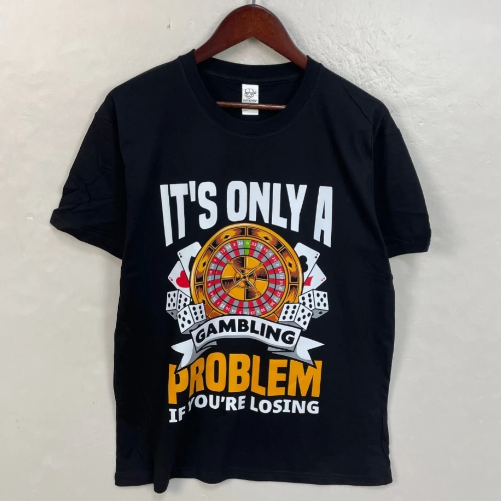 Funny Gambler Roulette Slot Machine Casino Vegas Gambling T-Shirt for Men Women Short Sleeve Classic Print Tee Shirt Streetwear