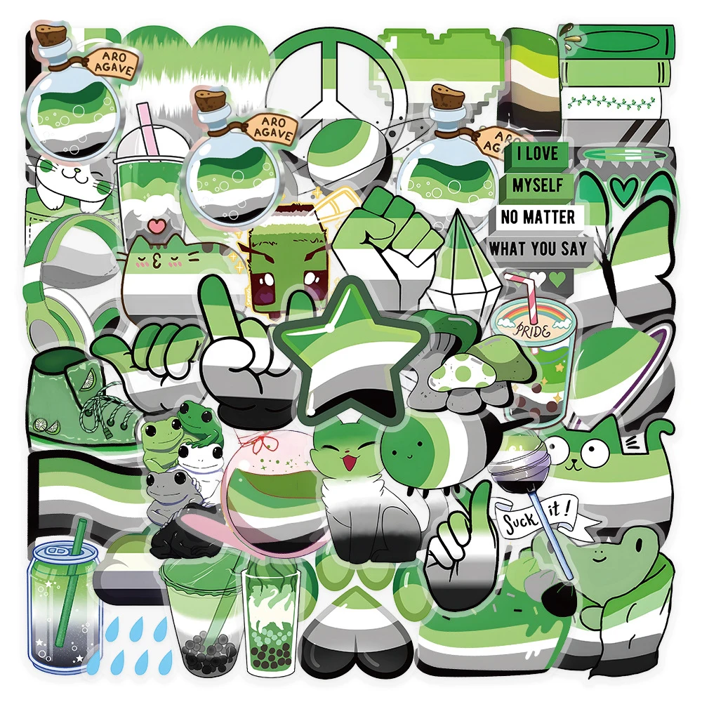 

10/30/52pcs Cartoon Aromantic Pride Stickers Decals Skateboard Motorcycle Laptop Car Luggage Phone Bike Waterproof Sticker Toy