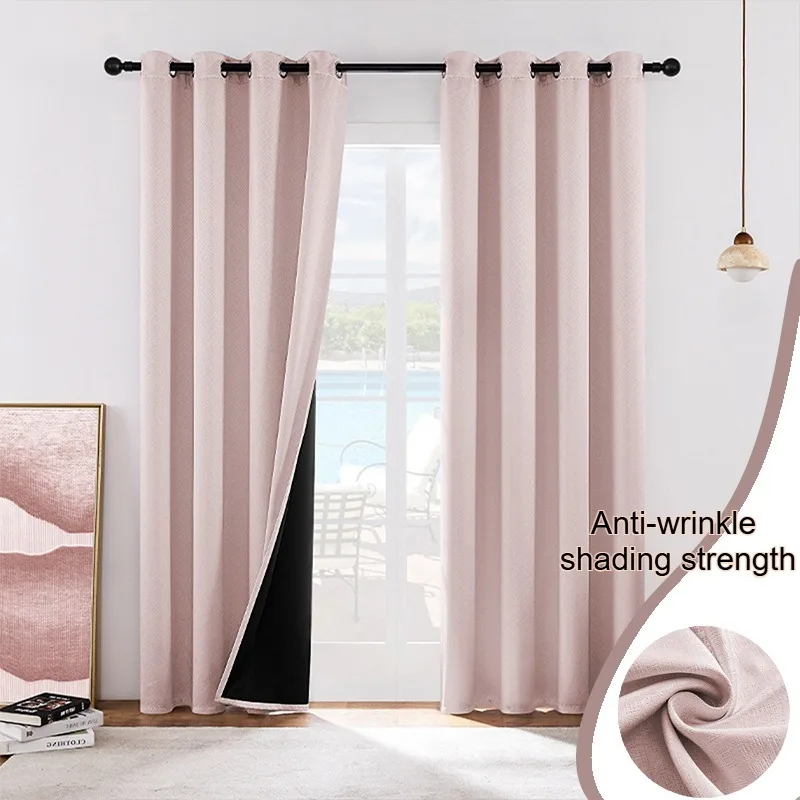

Coated Thermal Insulation Lining 100% Blackout Curtains Fully Private Room Decoration Living Room Curtains Easy To Install 차광 커튼