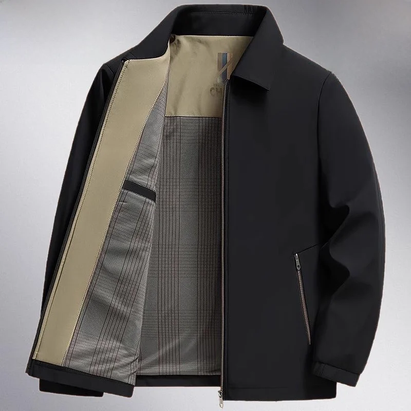 

Men's Slim Fit Jaet Collared Coat Spring Autumn New Sle Thin Dad Clothes andpa Top Casual Wear Polyester Fiber