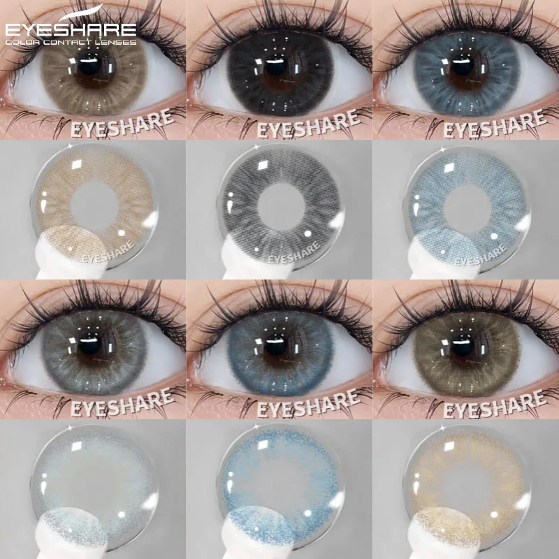 EYESHARE Schwarze Linsen, 1 Paar, jährlich, bunte Kontaktlinsen, blaue Augenlinsen, graue Linsen für Party, niedliche Augen, Kontakte, tägliches Make-up