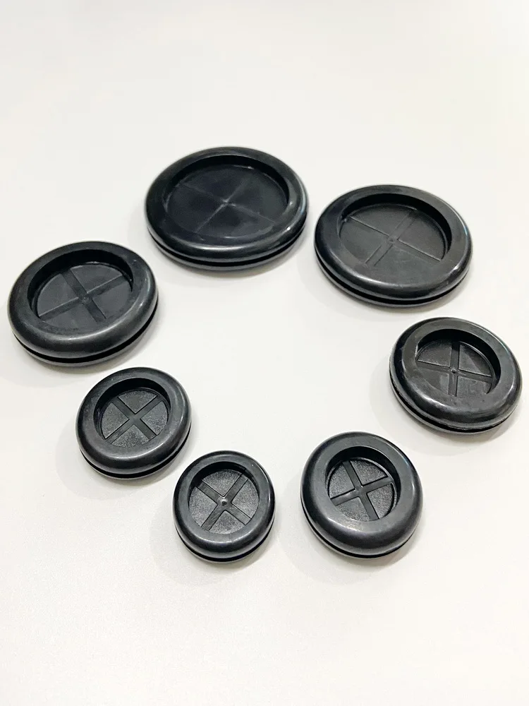Black Chassis Shell Outlet Hole Dust Proof Sealing Pad Cable Sleeve Grommet Wire Protection Ring Circular Soft PVC Material