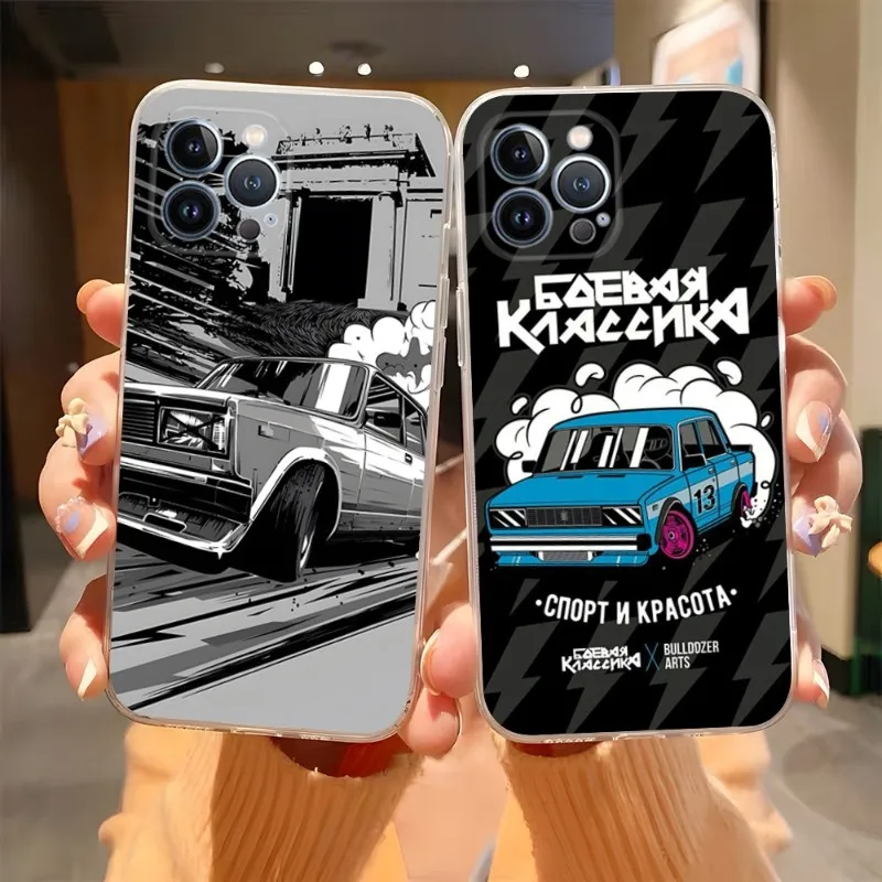 Russian Lada AvtoVAZ Volga Car Phone Case Transparent For Iphone 14Pro 11 12 13 Pro Max Mini 6 6s 7 8 Plus X XR XS SE2020 Cover