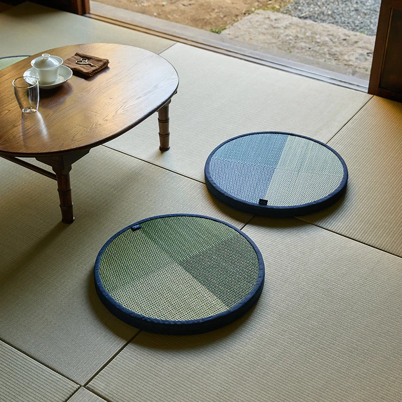 ‌Japanese Round Zafu Meditation Cushion Natural Braided Tatami Floor Mat for Tea Ceremony Yoga Zen Sitting Pad Home Decor
