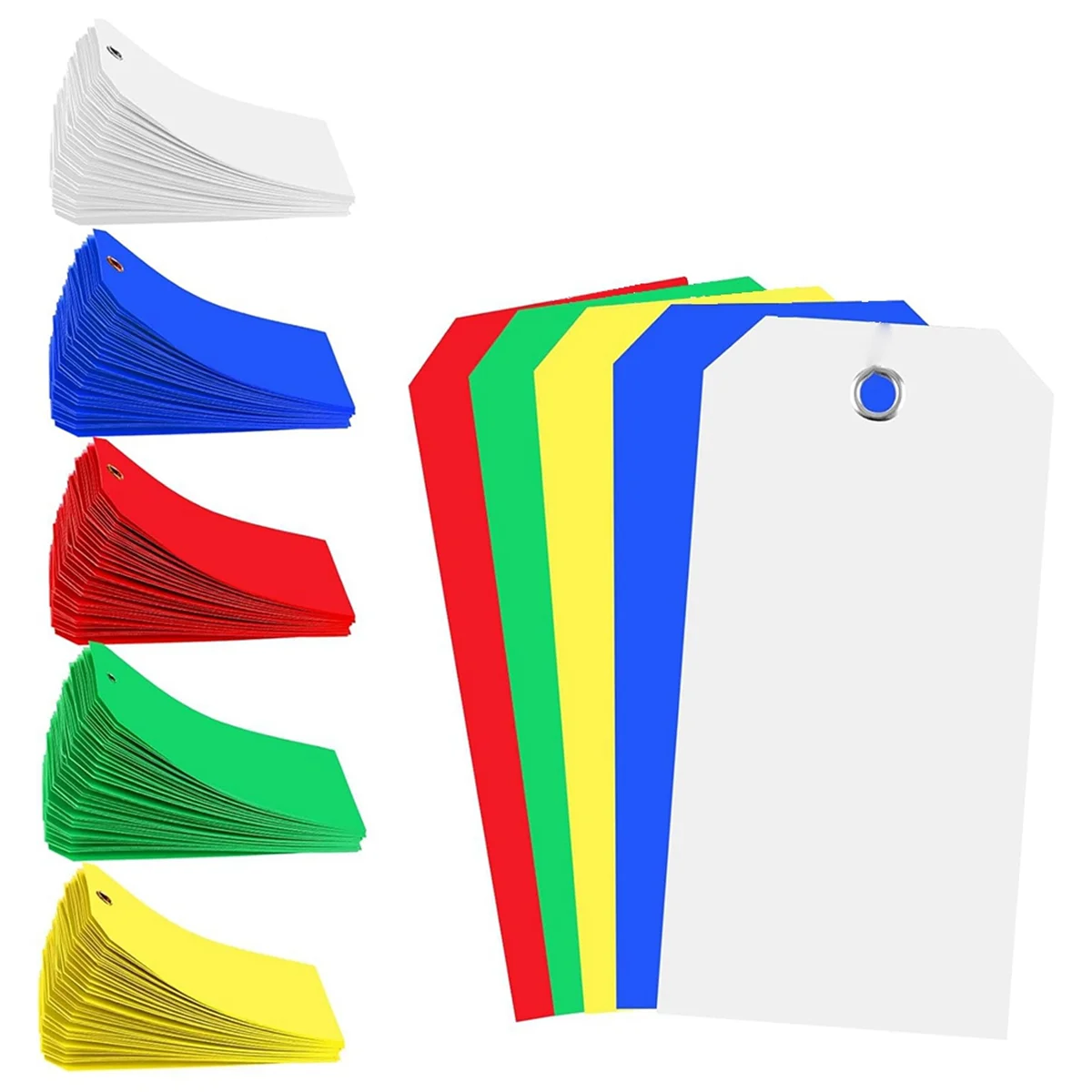 500 Pieces 4 3/4Inch x 2 3/8Inch Plastic Shipping Tags Colorful Blank Labeling Tags Waterproof Hang Tags