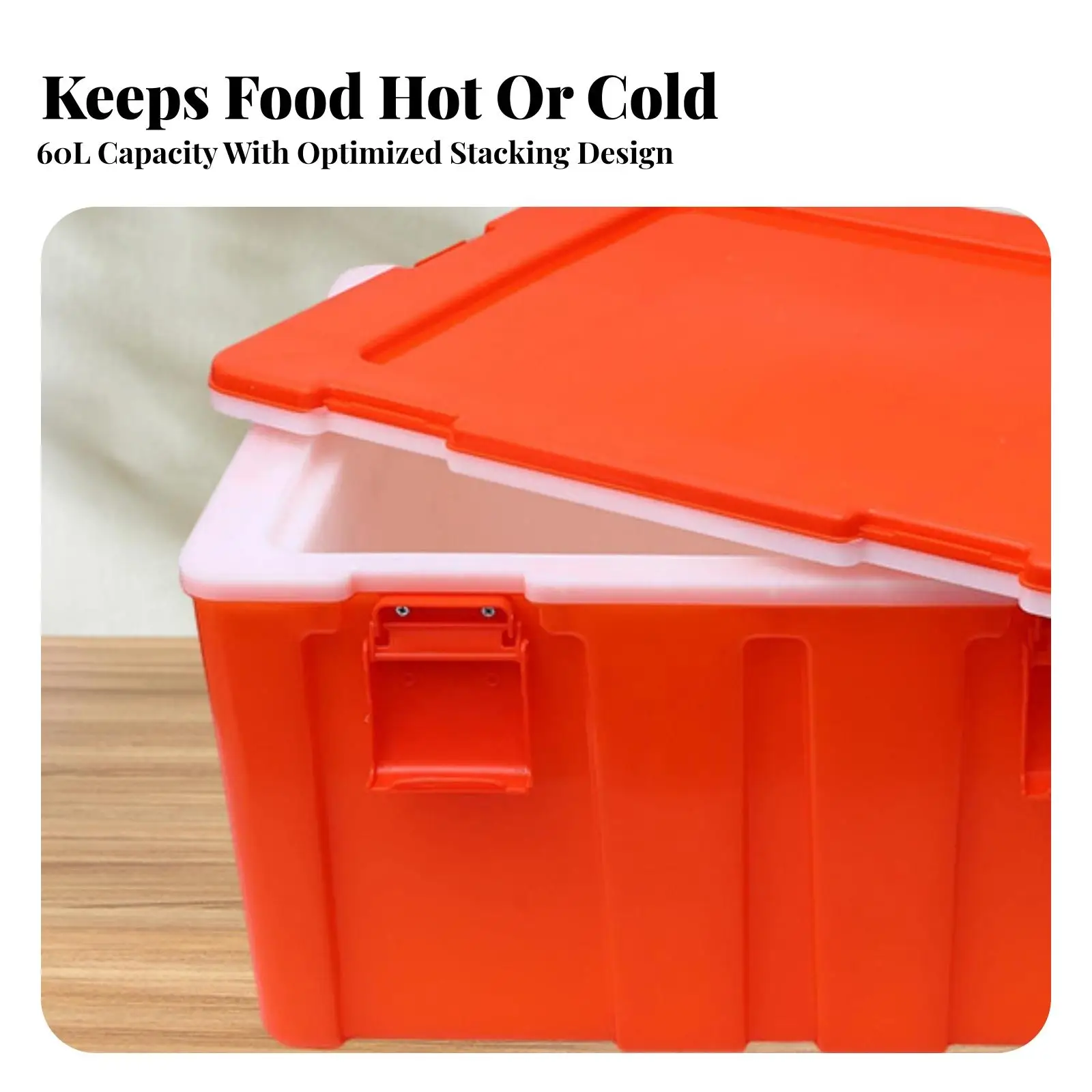 Heavy Duty Plastic Insulated Container for Food Delivery Thermal Catering Storage Box with Secure Four Buckle Lid