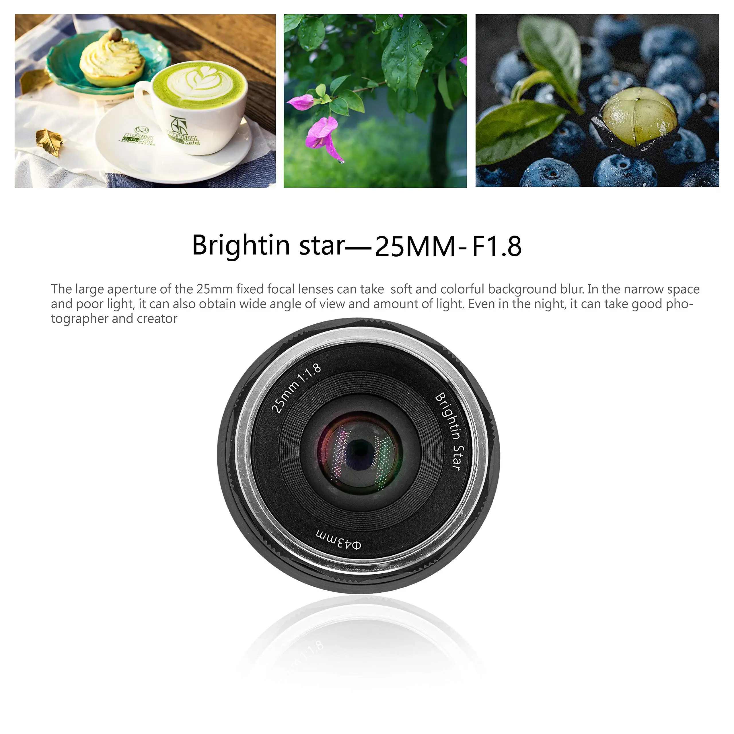 Brightin Star - 25mm F1.8 Wide Angle APS-C Manual Focus Prime Mirrorless Camera Lens