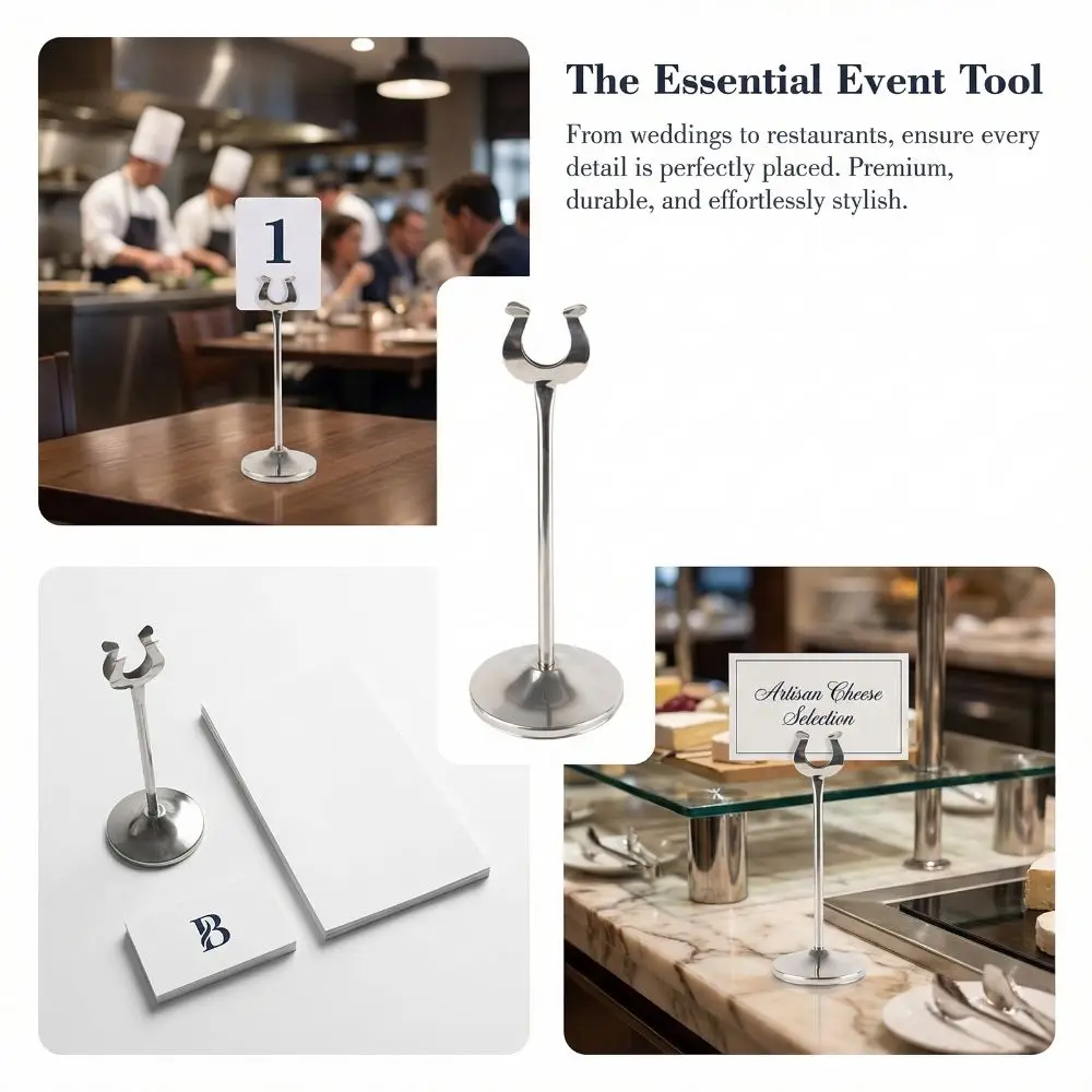 Party Decor Stainless Steel Table Number Holder U Shaped Non-slip Base Card Holder Elegant Durable Table Picture Stands Banquet