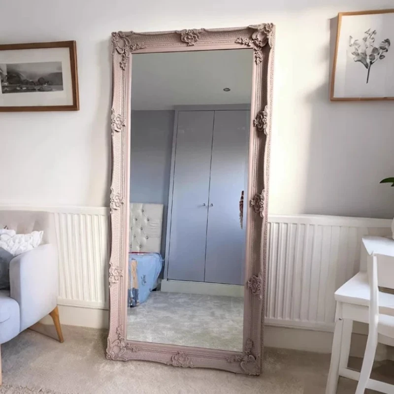 

European retro full-length mirror cloakroom luxury fitting French home bedroom floor-to-ceiling mirror